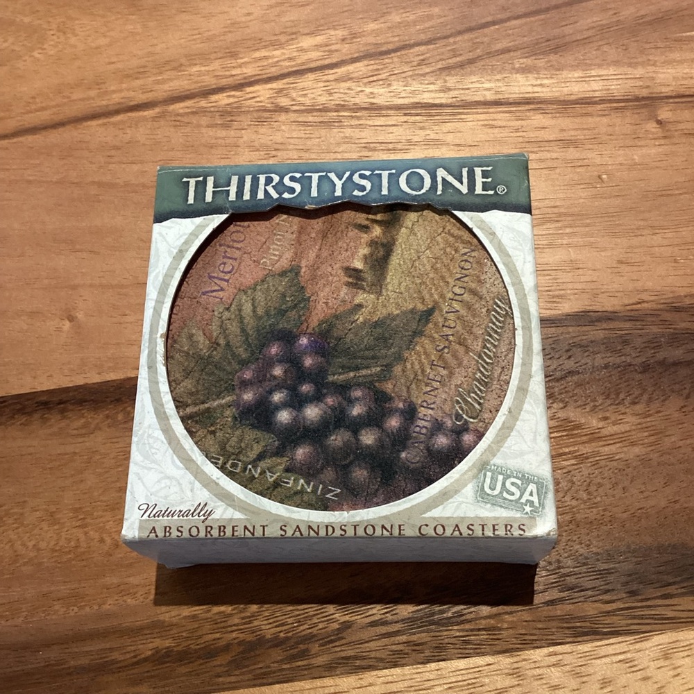 Thirstystone Wine Themed Natural Sandstone Coasters set of 4